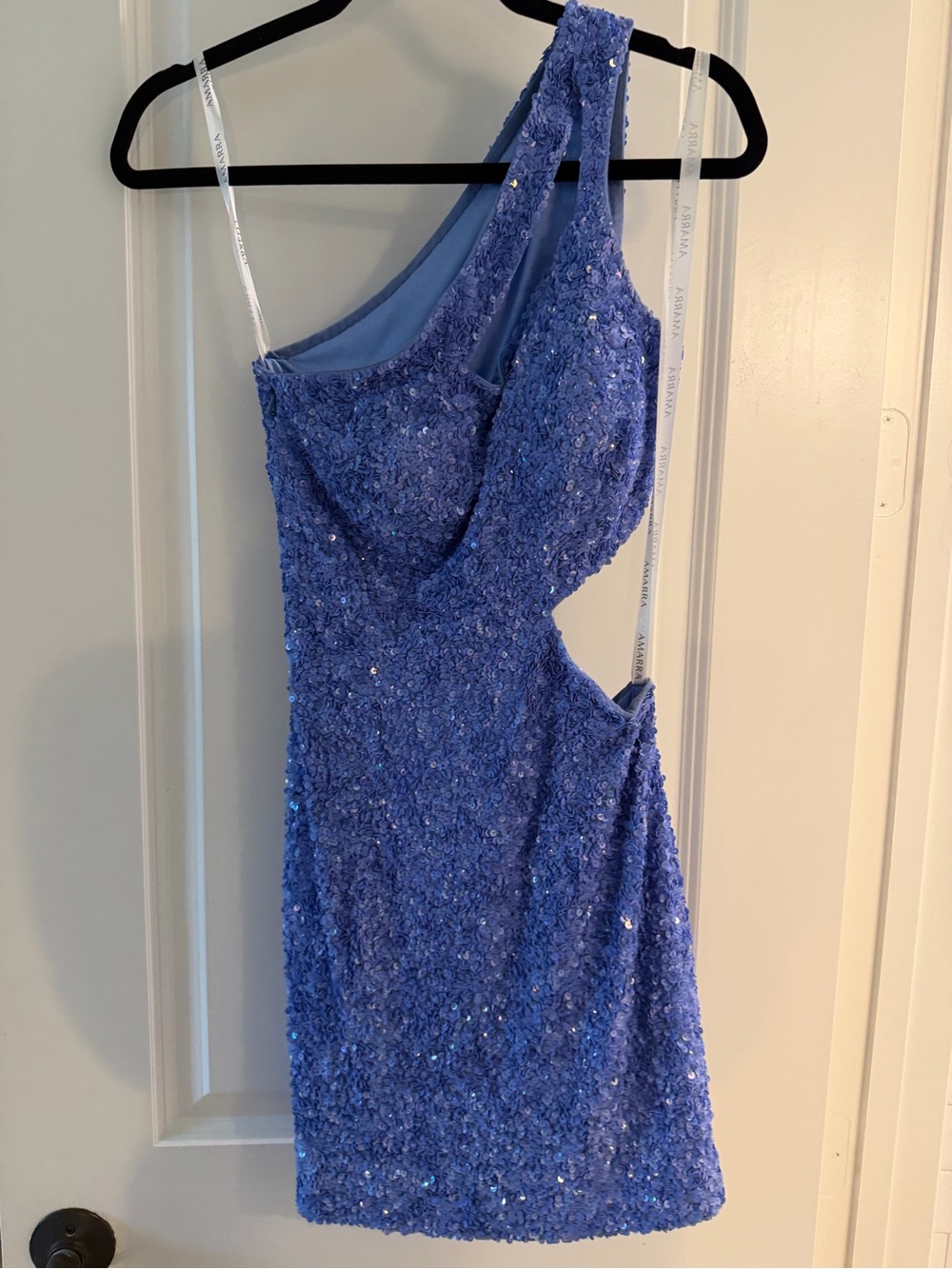 Amarra Blue Sequin One Shoulder Cutout Mini Dress Size 4